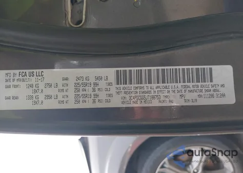 2018 Dodge Journey Crossroad from USA, damaged, VIN 3C4PDCGG5JT188753